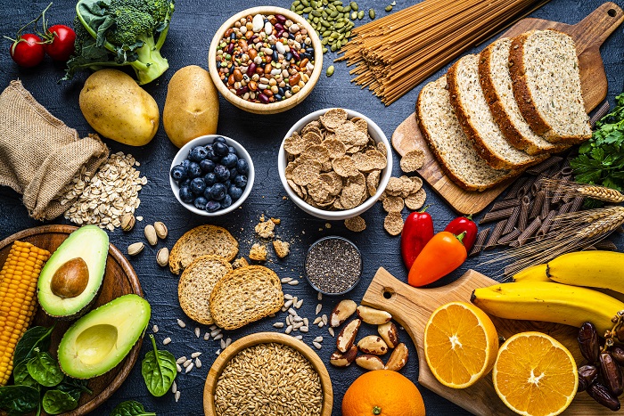 A nutritious meal or snack featuring colorful fruits and vegetables showcasing balanced macronutrients for optimal health.